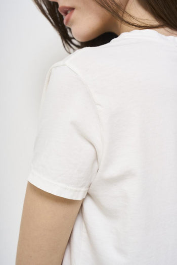 Women's white crew neck t-shirt with rhinestones - 3