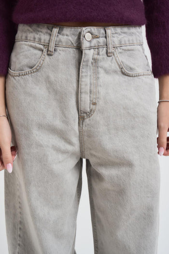 Jeans donna wide leg grigio chiaro - 4