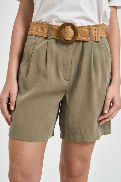 Shorts donna fluido verde militare