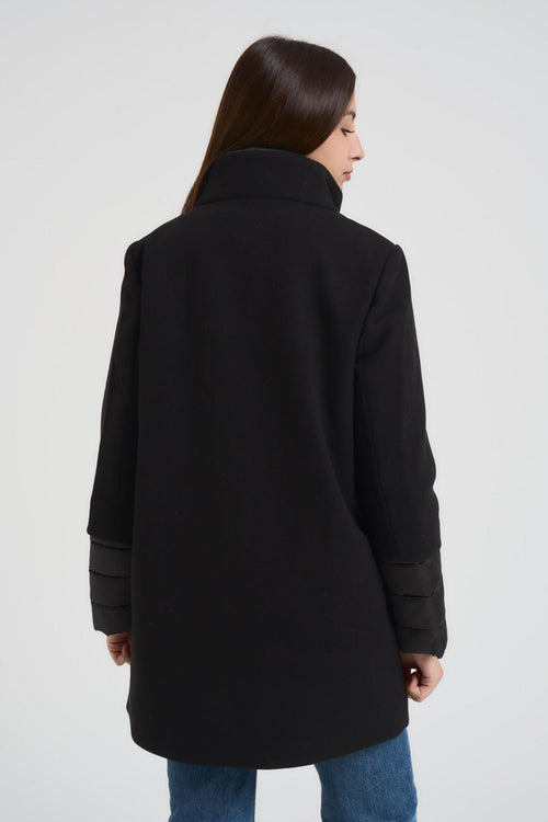 Cappotto donna con pettorina staccabile nero - 2