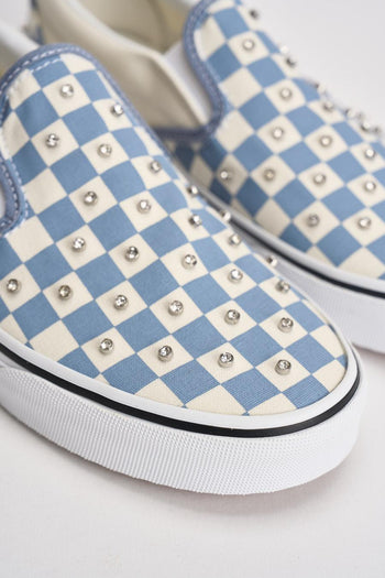 Sneakers donna Classic slip-on scacchi celeste - 4