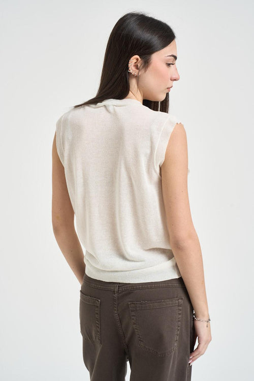 Canotta donna in maglia avorio - 2