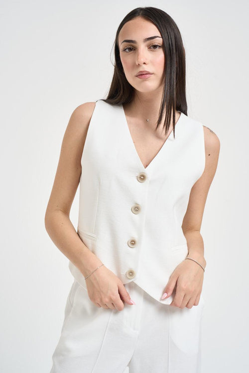 Abito con gilet e pantalone bianco - 2