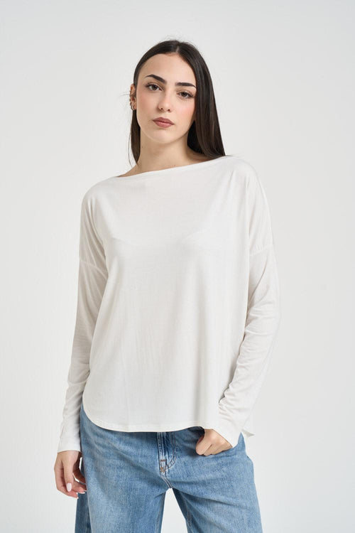 Maglia donna scollo a barca bianca