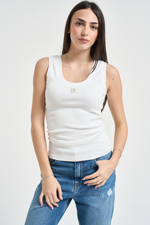 Top girocollo donna bianco