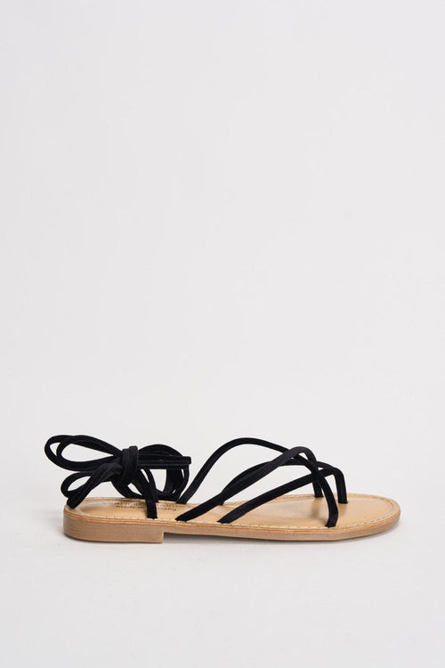 Sandali donna infradito in suede nero - 1