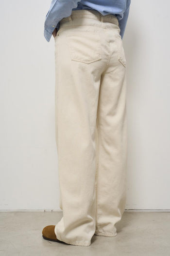 Jeans donna a palazzo crema - 5