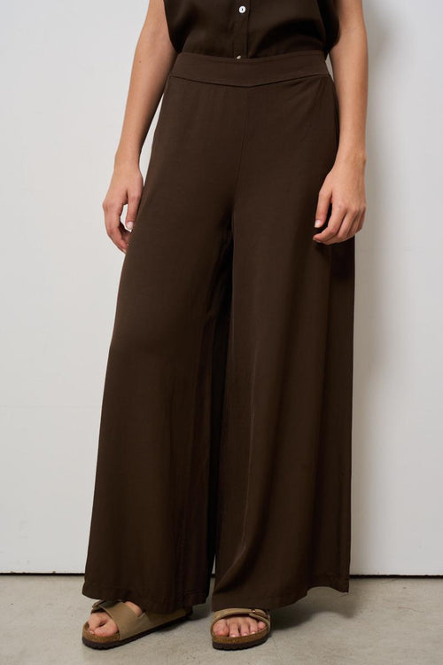 Pantalone donna gamba larga marrone - 2