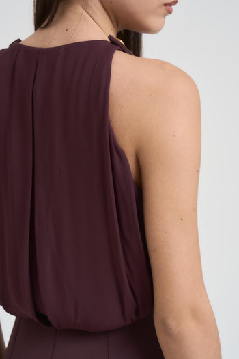 Abito donna smanicato bordeaux - 4