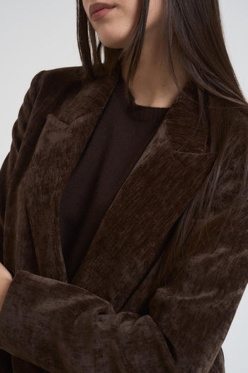 Giacca donna doppiopetto in velluto moro - 4