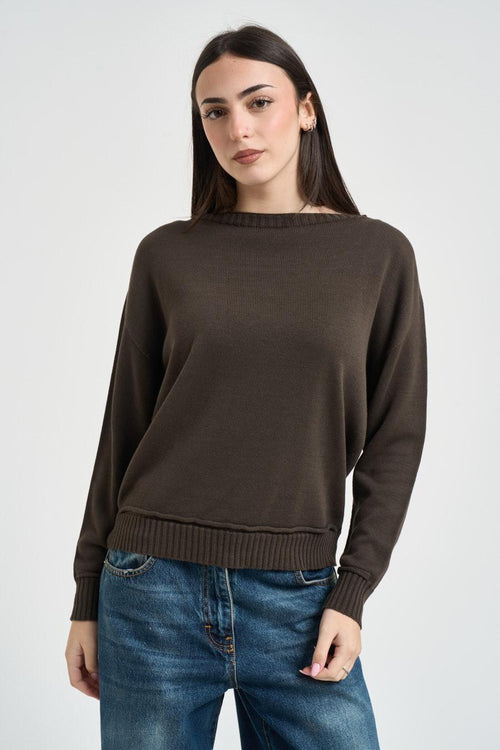 Maglia donna scollo a barca moro