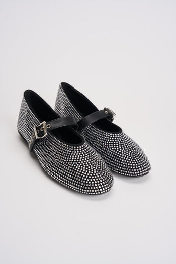 Ballerine donna nere con strass argento - 3