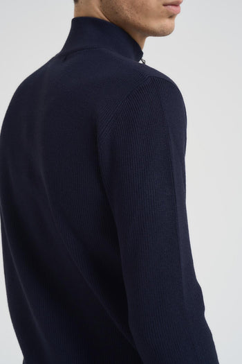 Cardigan uomo con zip blu notte - 4