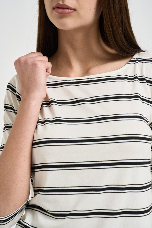 Maglia donna a righe panna e nera - 2