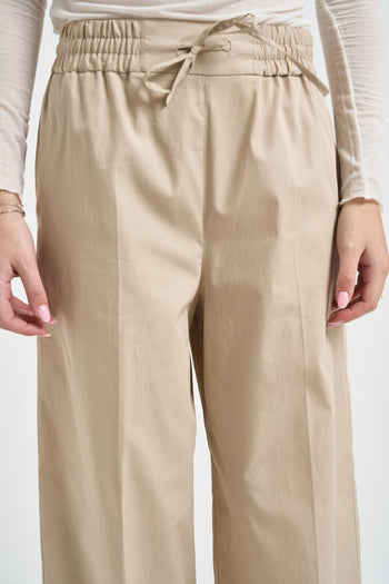 Pantalone donna a palazzo beige - 5