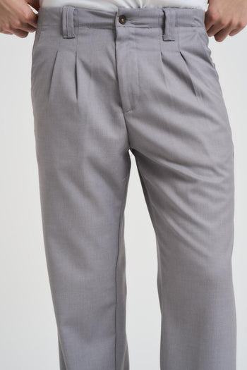 Pantalone uomo con pinces grigio chiaro - 3