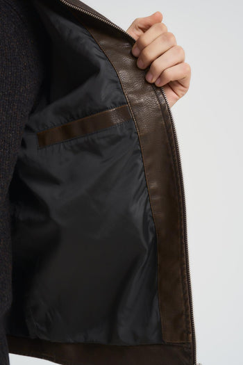 Giubbotto uomo in pelle marrone - 7