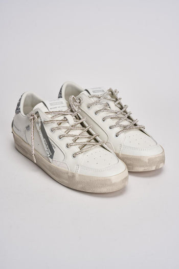 Sneakers donna bianche e glitter argento - 3