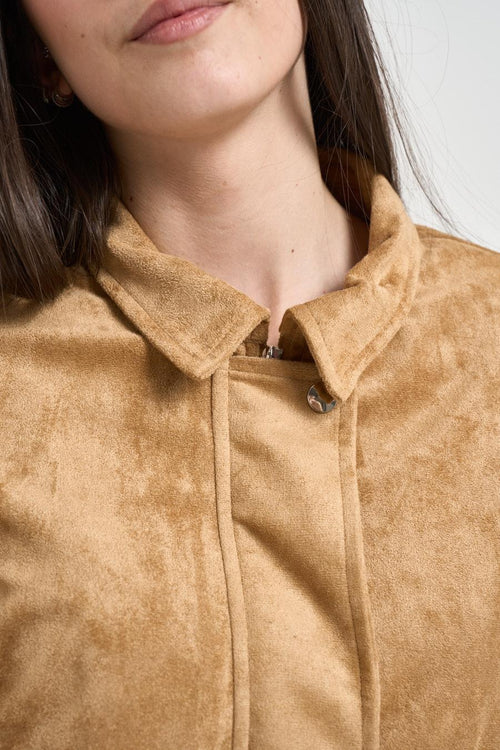 Giubbotto donna in suede cammello - 2