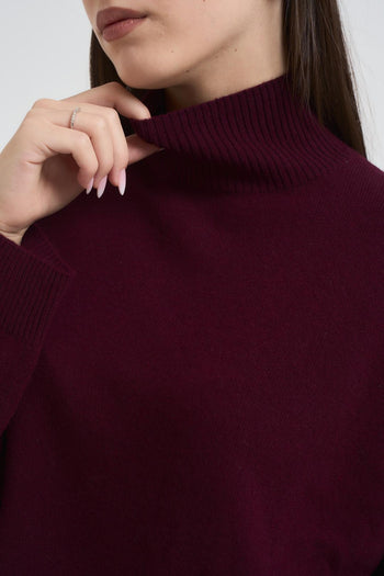 Maglia donna collo alto bordeaux - 3