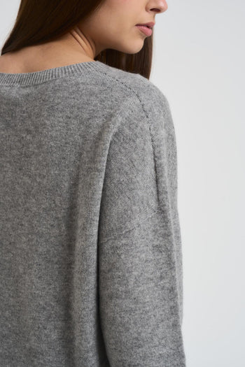 Maglia donna scollo a barchetta grigio - 4