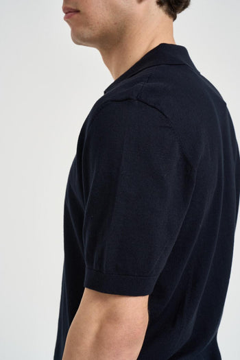 Polo uomo in maglia blu notte - 4