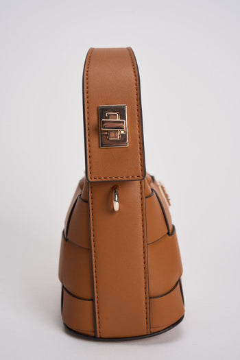 Borsa donna secchiello in ecopelle marrone - 4