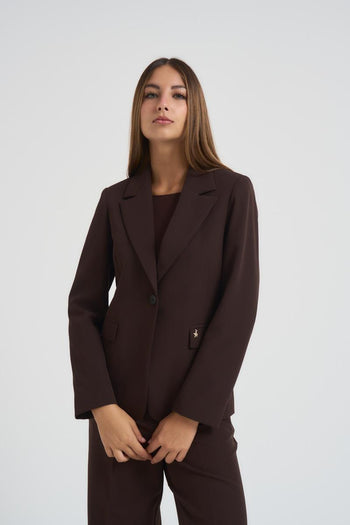 Giacca donna monopetto marrone - 3