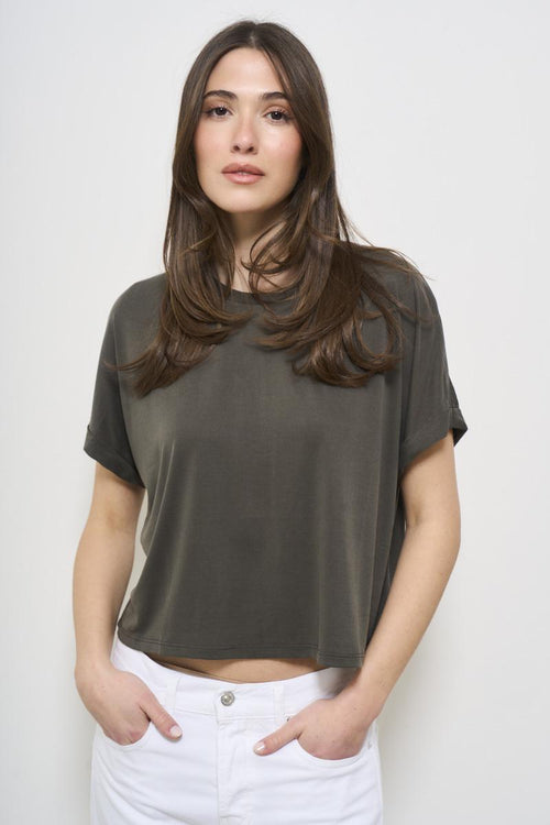 T-shirt donna girocollo khaki