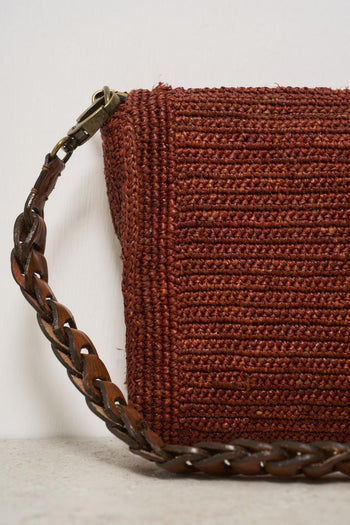 Pochette donna Hafa in rafia mattone - 6
