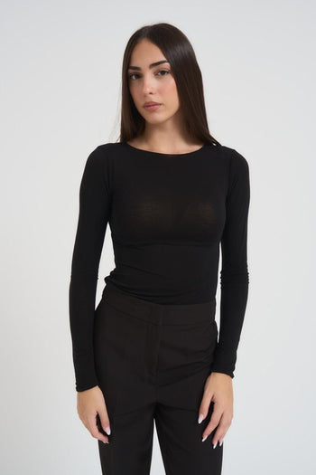 T-shirt donna girocollo nero - 3