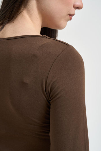 Maglia donna scollo quadrato marrone - 4