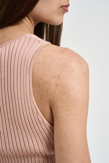 Top donna in maglia a costine rosa - 4