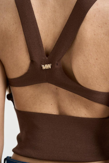 Top donna girocollo marrone - 4
