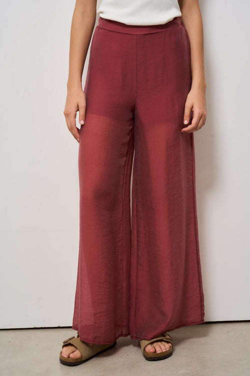 Pantalone donna rosso semitrasparente - 2