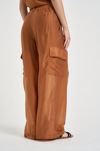 Pantalone donna a palazzo cargo coccio - 4