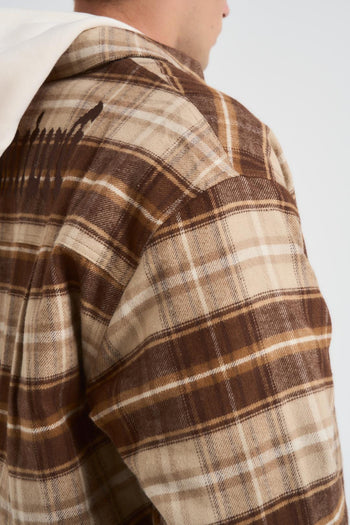 Camicia uomo a quadri marrone e beige - 6