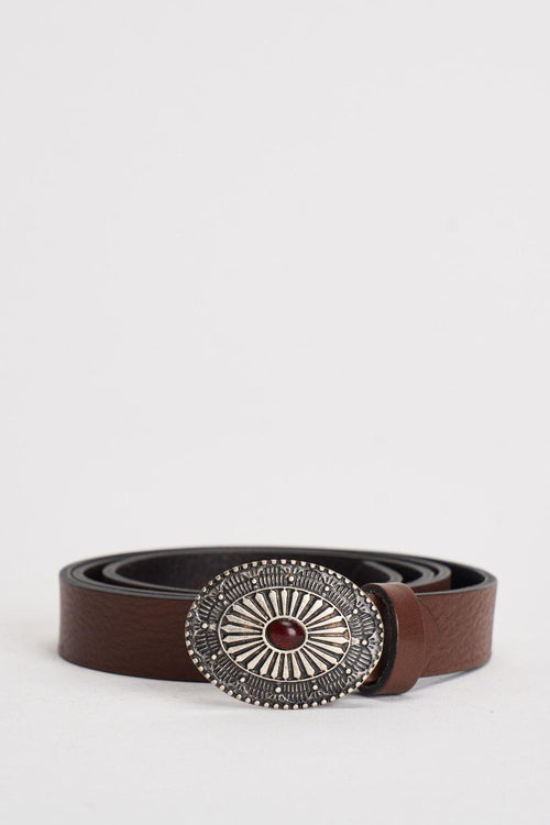 Cintura donna western in pelle marrone - 1
