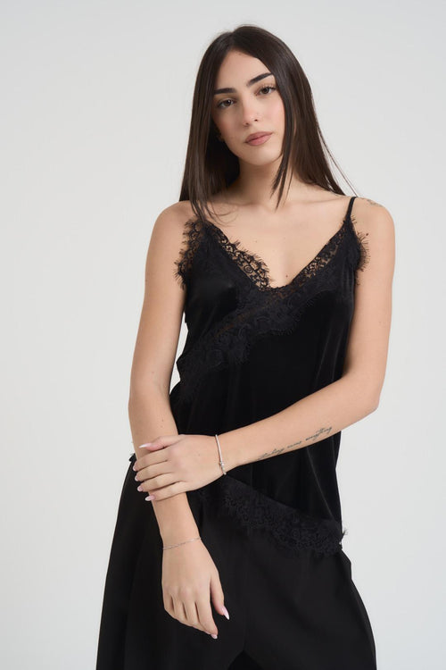 Top donna in velluto nero