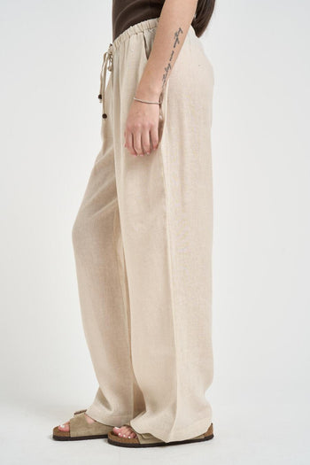 Pantalone donna gamba dritta beige - 3