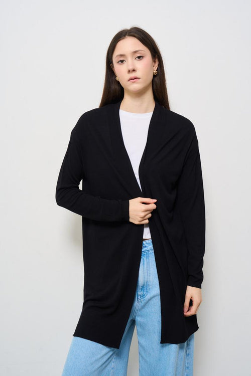 Cardigan donna lungo nero