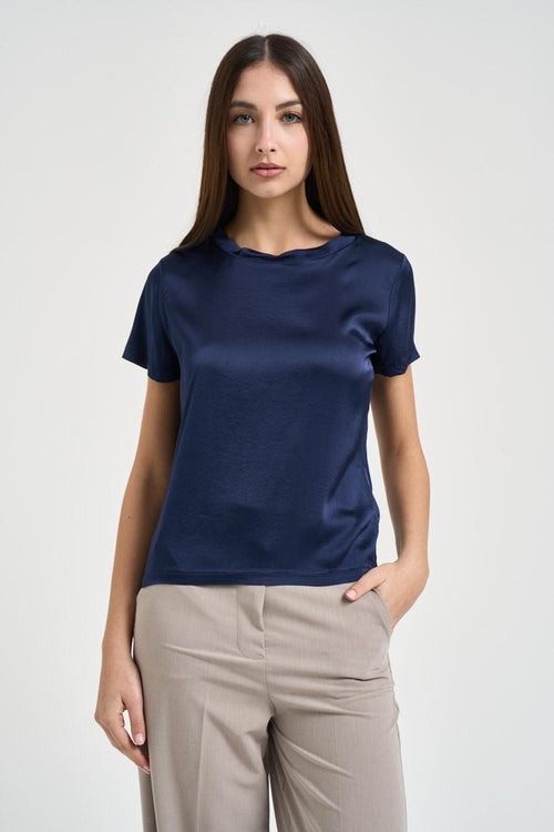 T-shirt donna girocollo blu notte