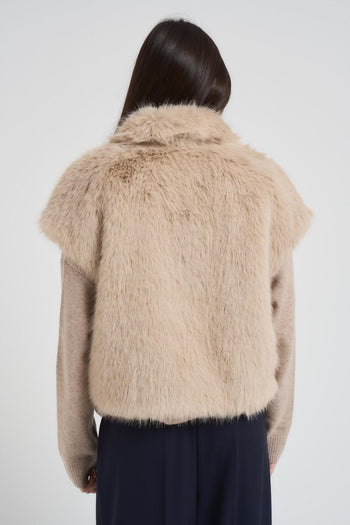 Gilet eco pelliccia donna beige - 7