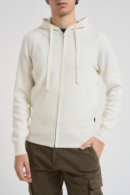 Felpa uomo in maglia panna
