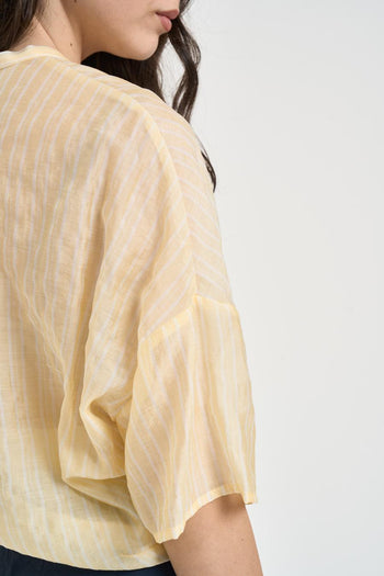 Camicia donna gialla a righe sottili - 4