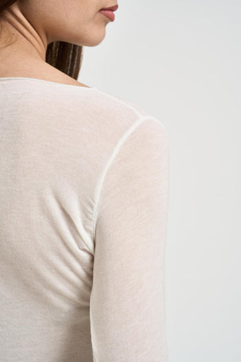 Maglia donna semitrasparente burro - 5