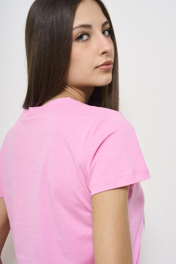 T-shirt donna girocollo rosa - 5