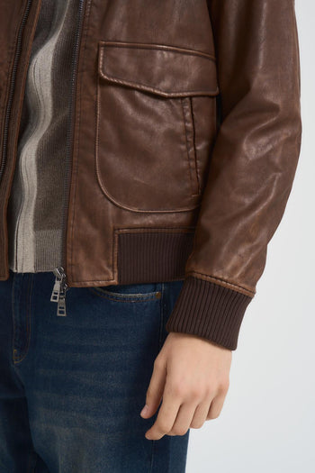 Bomber uomo in ecopelle moro - 4