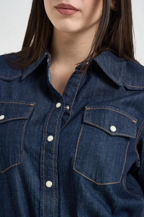 Camicia donna in denim blu - 2