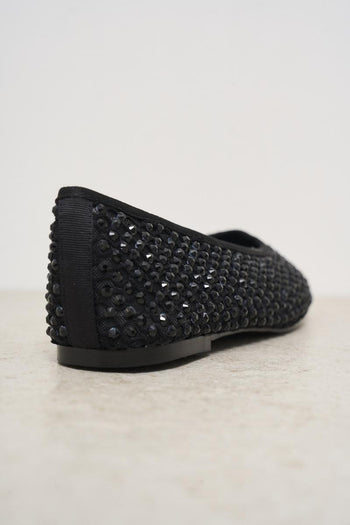 Black women's ballerinas with mesh and rhinestones - 4